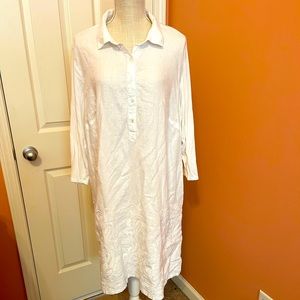 JJILL Embroidered Mixed Media Shirtdress in White size 2X.